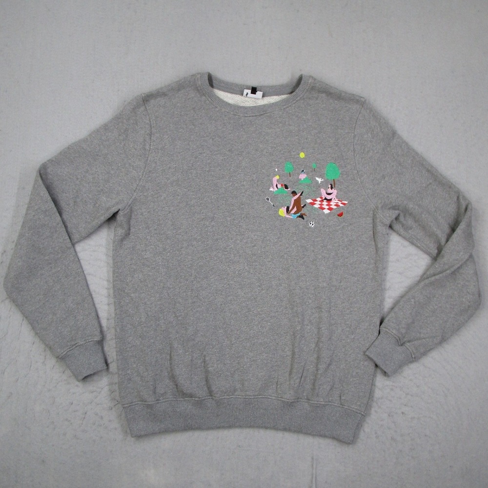 Carne Bollente Agoston Palinko Gray Embroidered Picnic Sweatshirt Mens Large